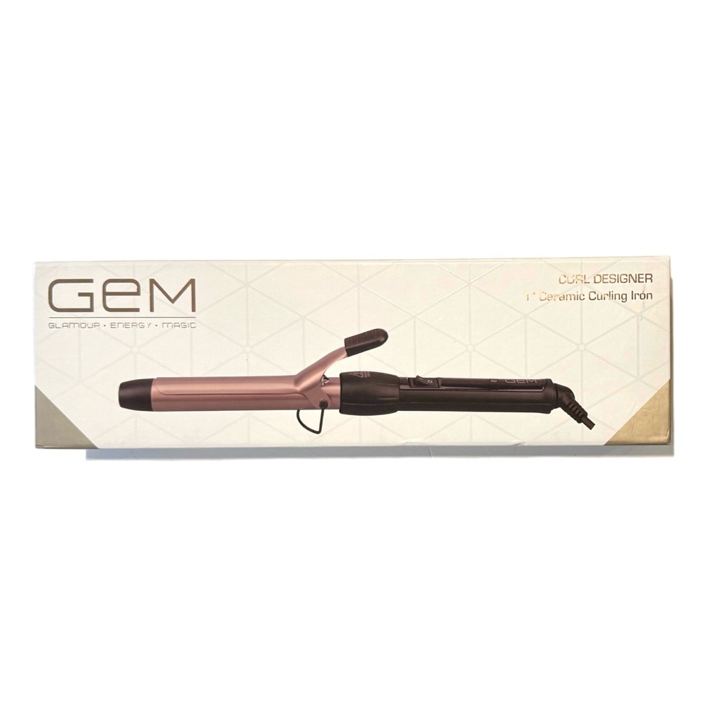 GEM Curl Designer 1" Ceramic Curling Iron - Rose Gold & Black NWT